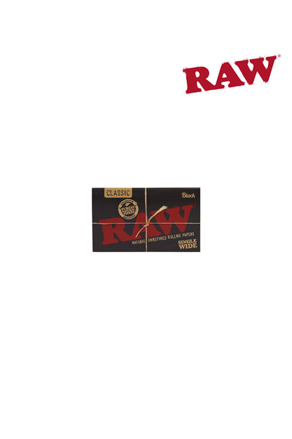 RAW BLACK Natural Unrefined Hemp Rolling Papers SINGLE WIDE DOUB