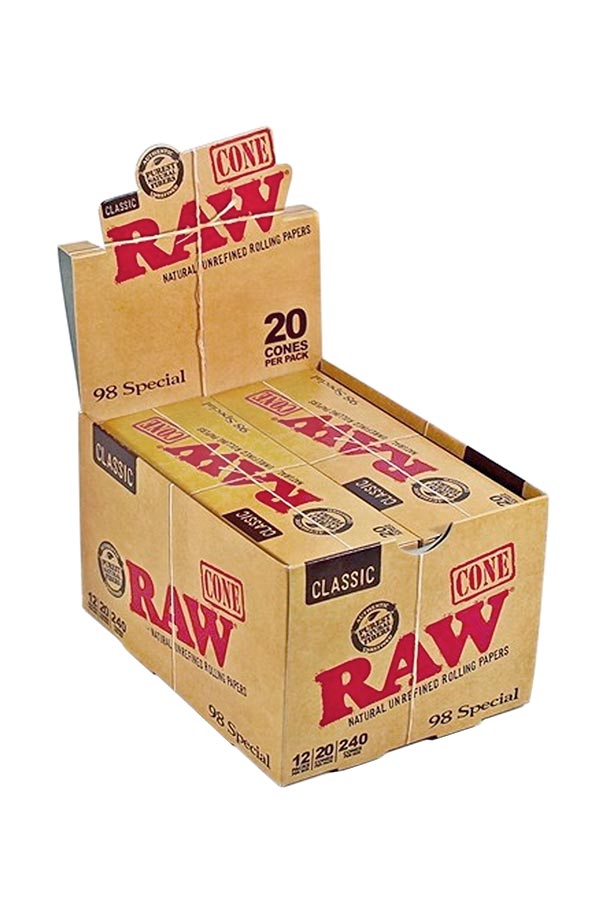 RAW CLASSIC Natural Unrefined Hemp Pre-Rolled Cones 98